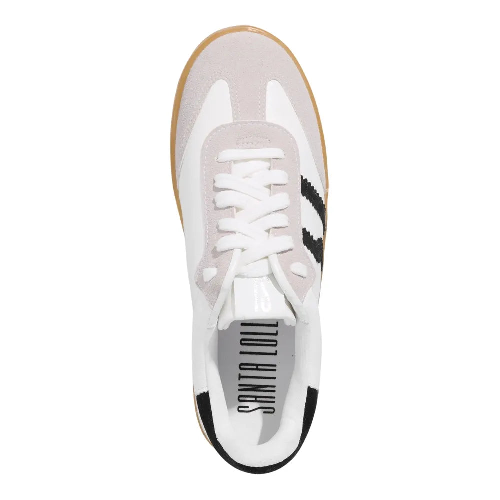 Tênis Santa Lolla Branco Couro E Camurça Sola Caramelo