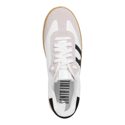 Tênis Santa Lolla Branco Couro E Camurça Sola Caramelo