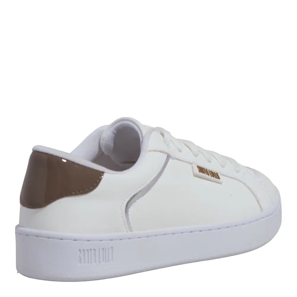 Tênis Santa Lolla Branco Detalhe Marrom E Metal Dourado