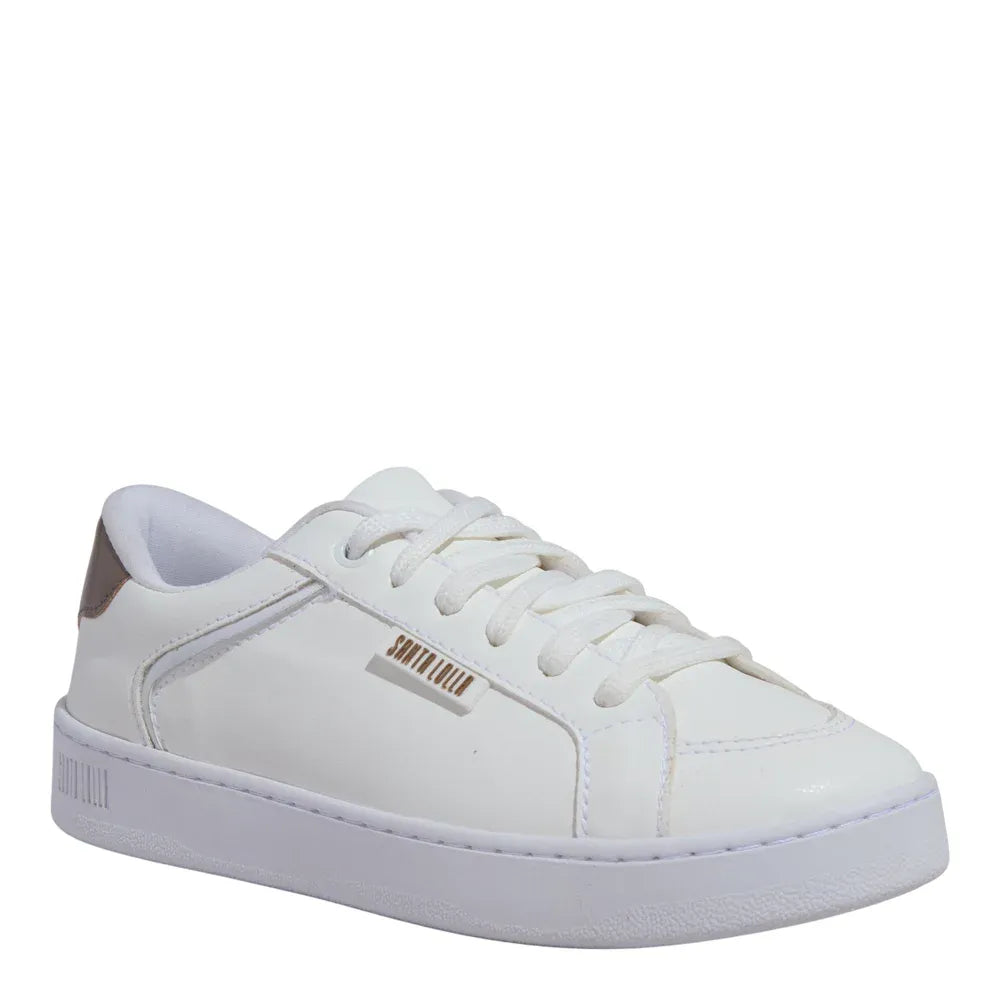 Tênis Santa Lolla Branco Detalhe Marrom E Metal Dourado