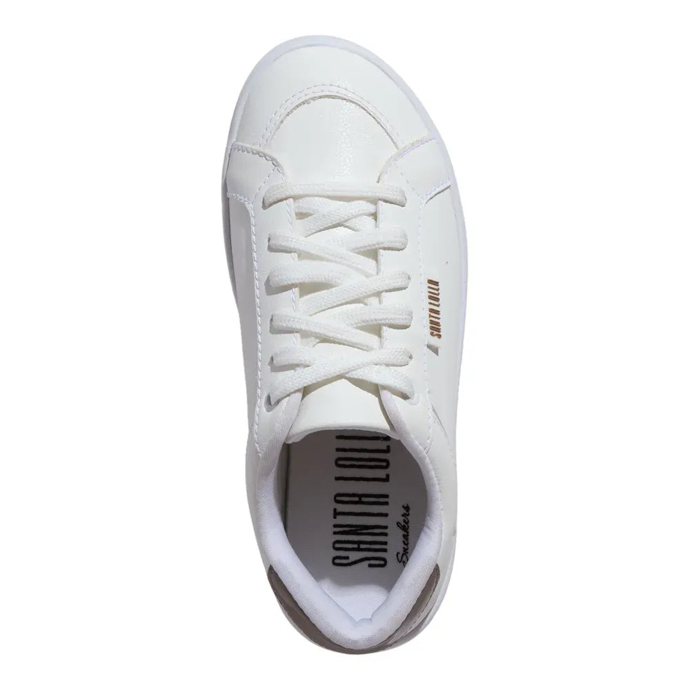 Tênis Santa Lolla Branco Detalhe Marrom E Metal Dourado