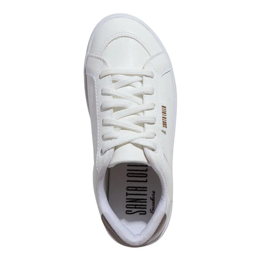 Tênis Santa Lolla Branco Detalhe Marrom E Metal Dourado