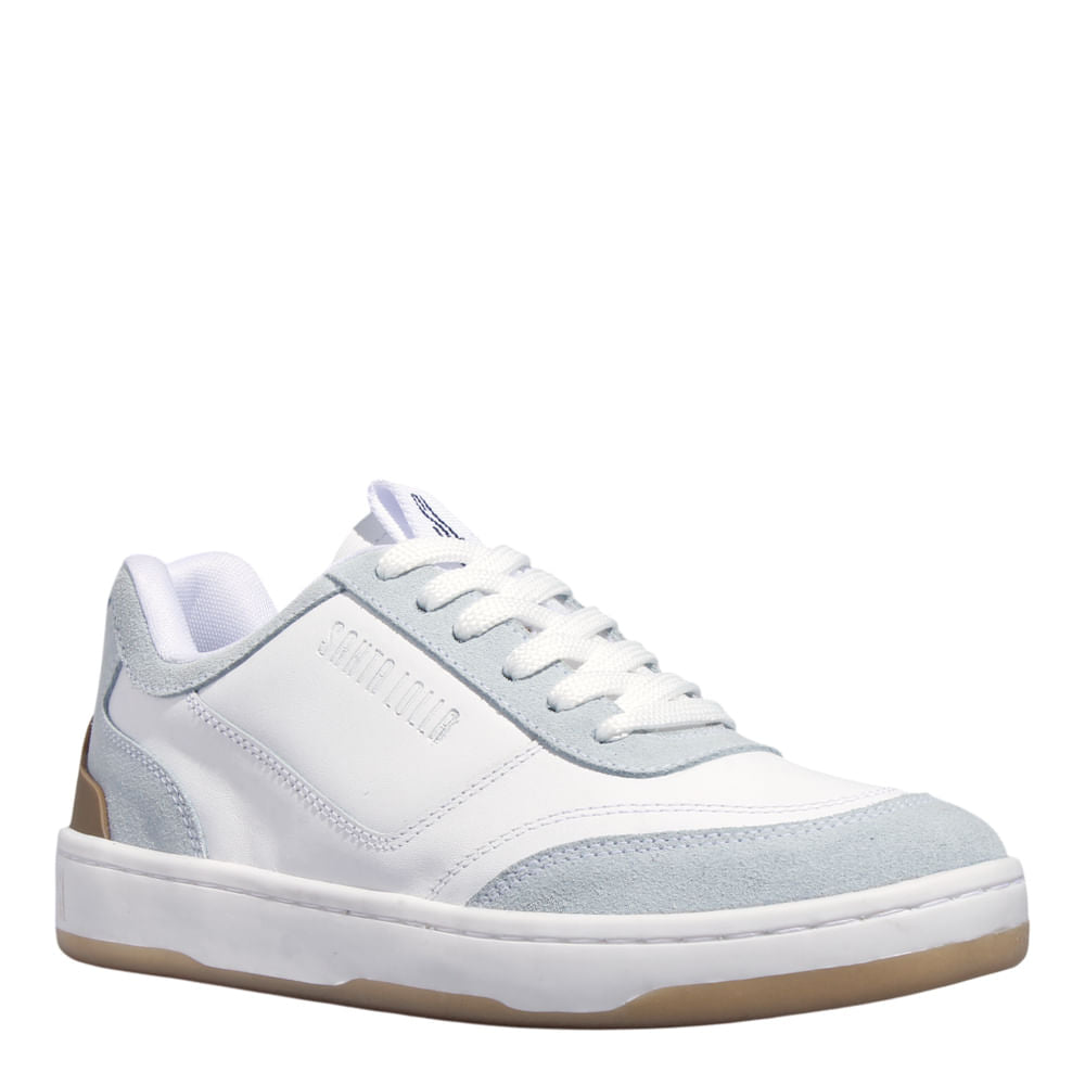 Tênis Santa Lolla Branco E Azul Camurça