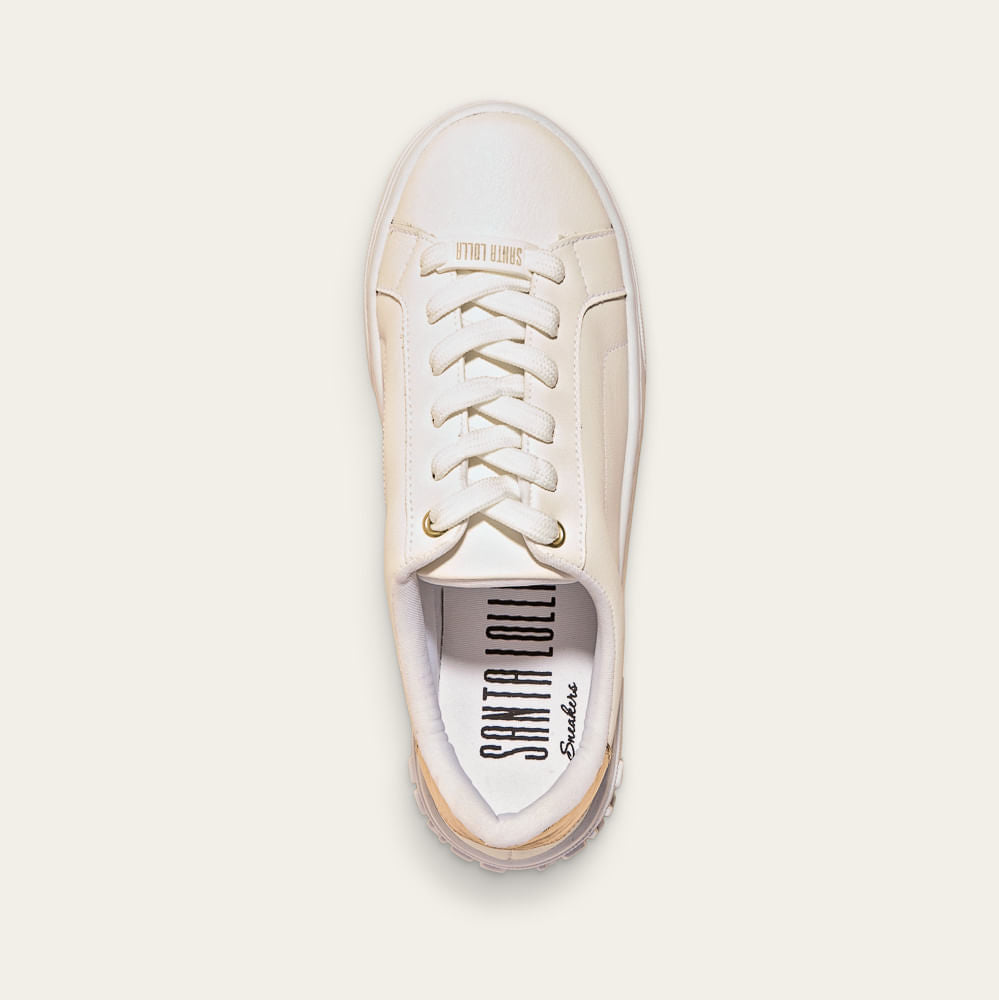 Tênis Santa Lolla Branco Sola Alta Detalhe Dourado