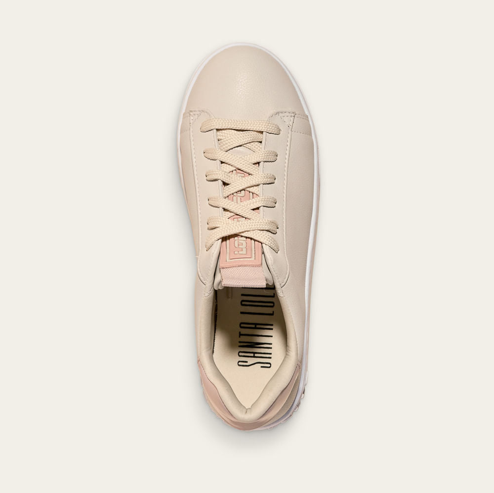 Tênis Santa Lolla Off White Sola Alta Detalhe Rosa