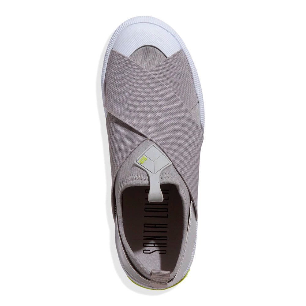 Tênis Slip On Santa Lolla Cinza Elástico Cruzado