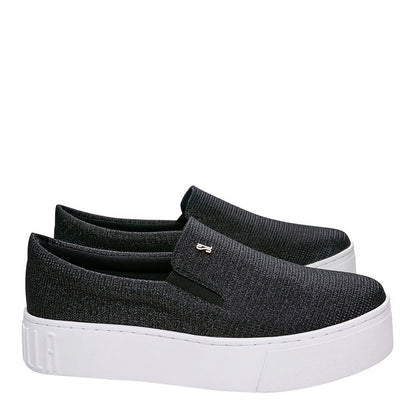 Tênis Slip On Santa Lolla Preto Brilho Sola Alta