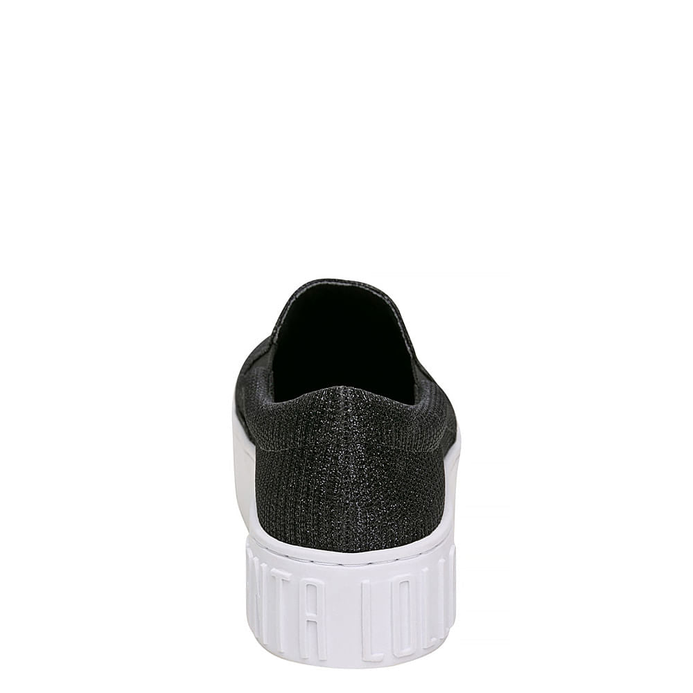 Tênis Slip On Santa Lolla Preto Brilho Sola Alta