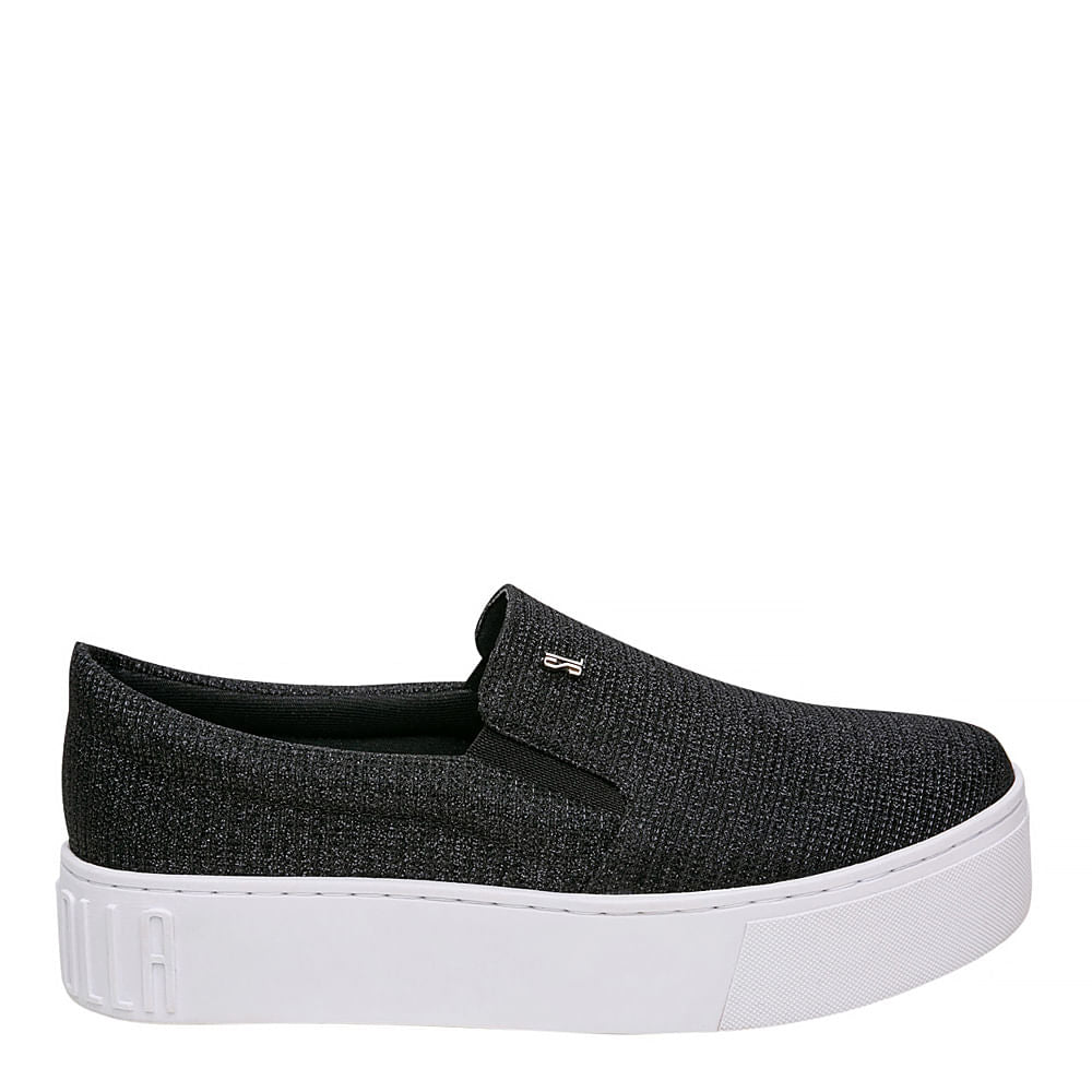 Tênis Slip On Santa Lolla Preto Brilho Sola Alta