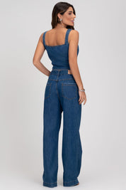 Top Alongado Jeans Frysaide