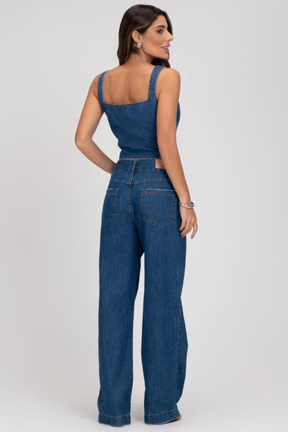 Top Alongado Jeans Frysaide