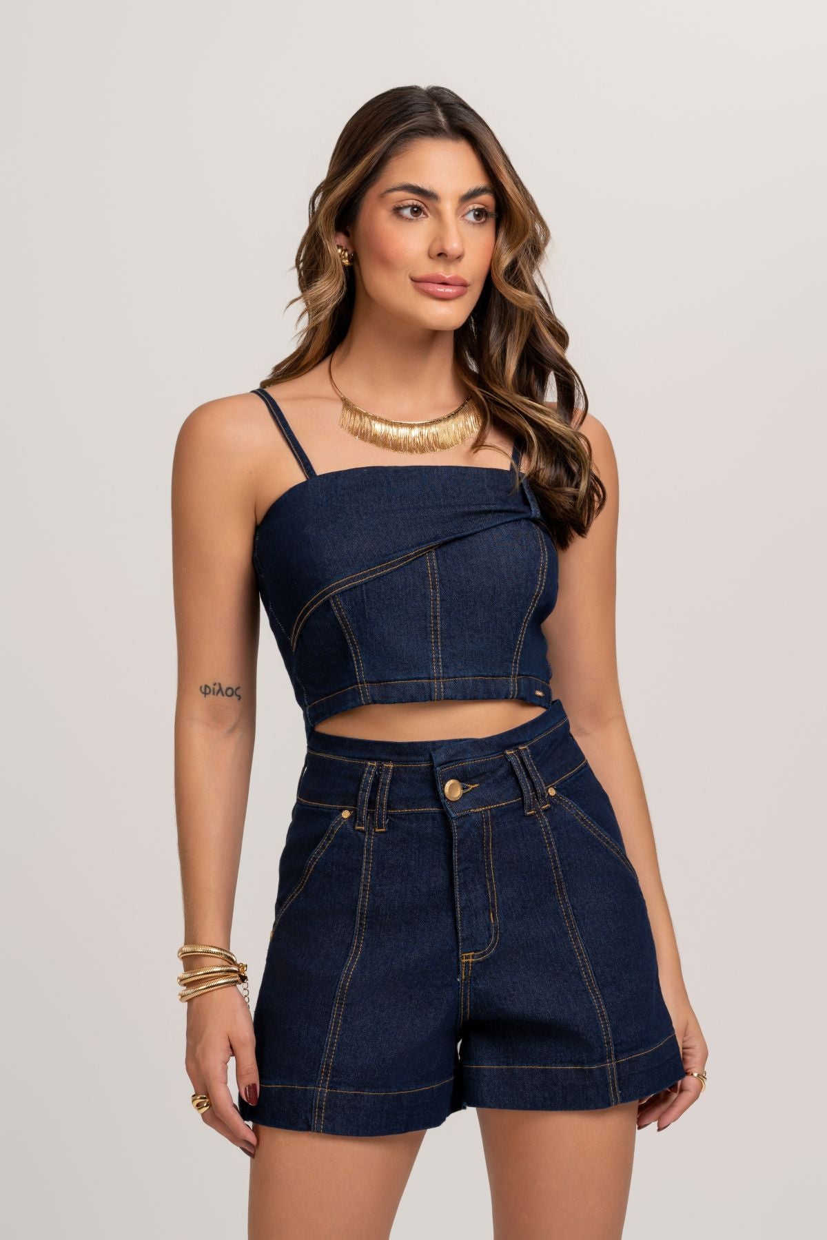 Top Cropped Jeans Frysaide