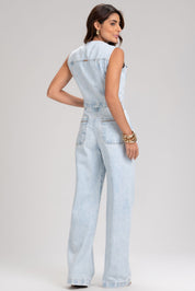 Top Jeans Frysaide Azul Botões Frontais