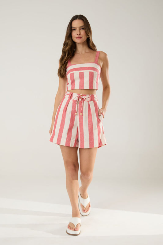 Top Listrado Vermelho Flo Maria 