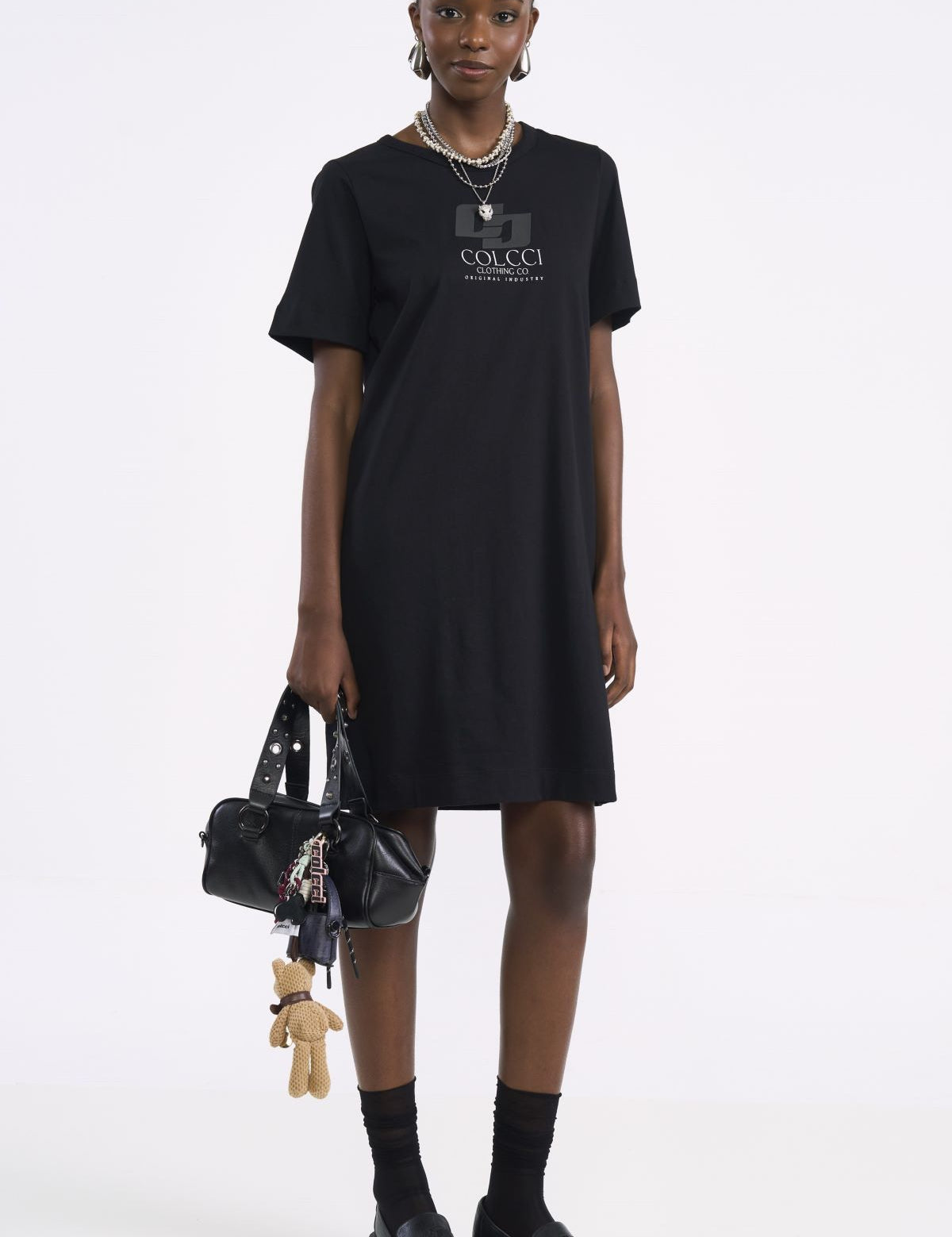 Vestido Curto Colcci Preto Estampa Logo