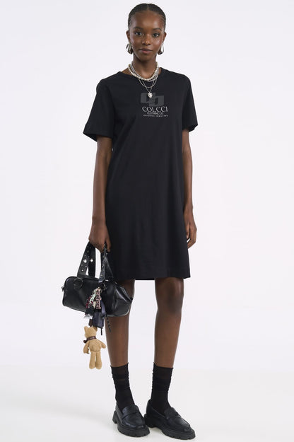 Vestido Curto Colcci Preto Estampa Logo