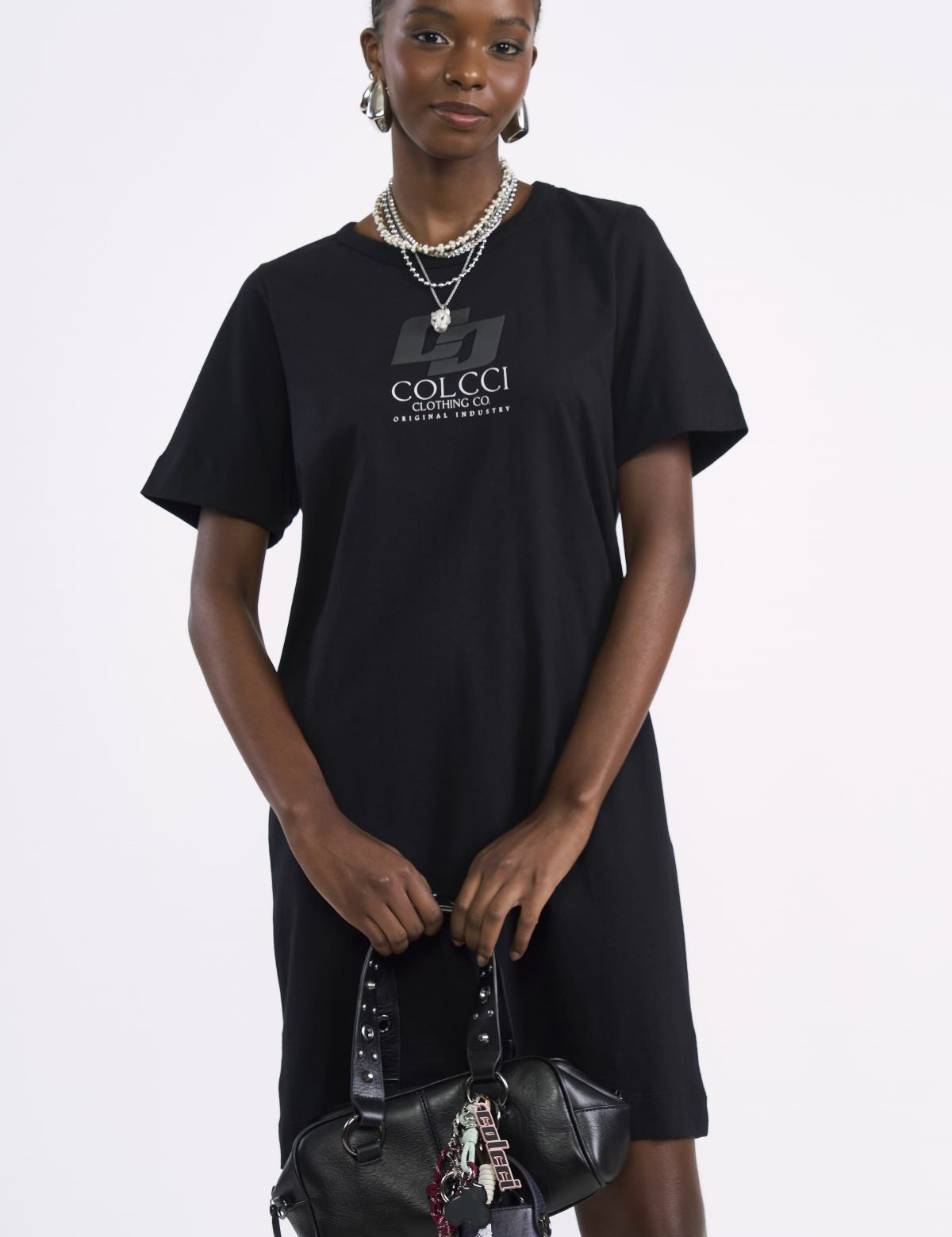Vestido Curto Colcci Preto Estampa Logo
