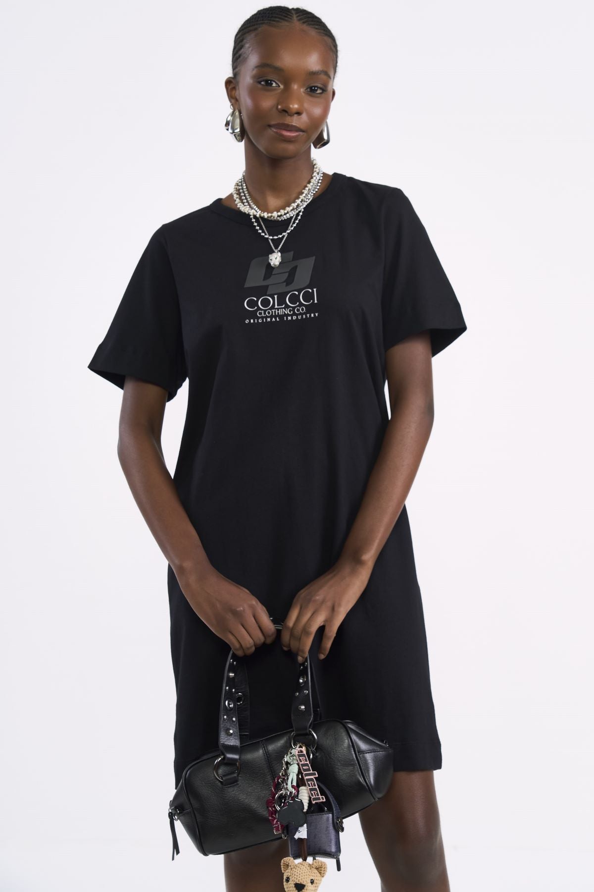 Vestido Curto Colcci Preto Estampa Logo