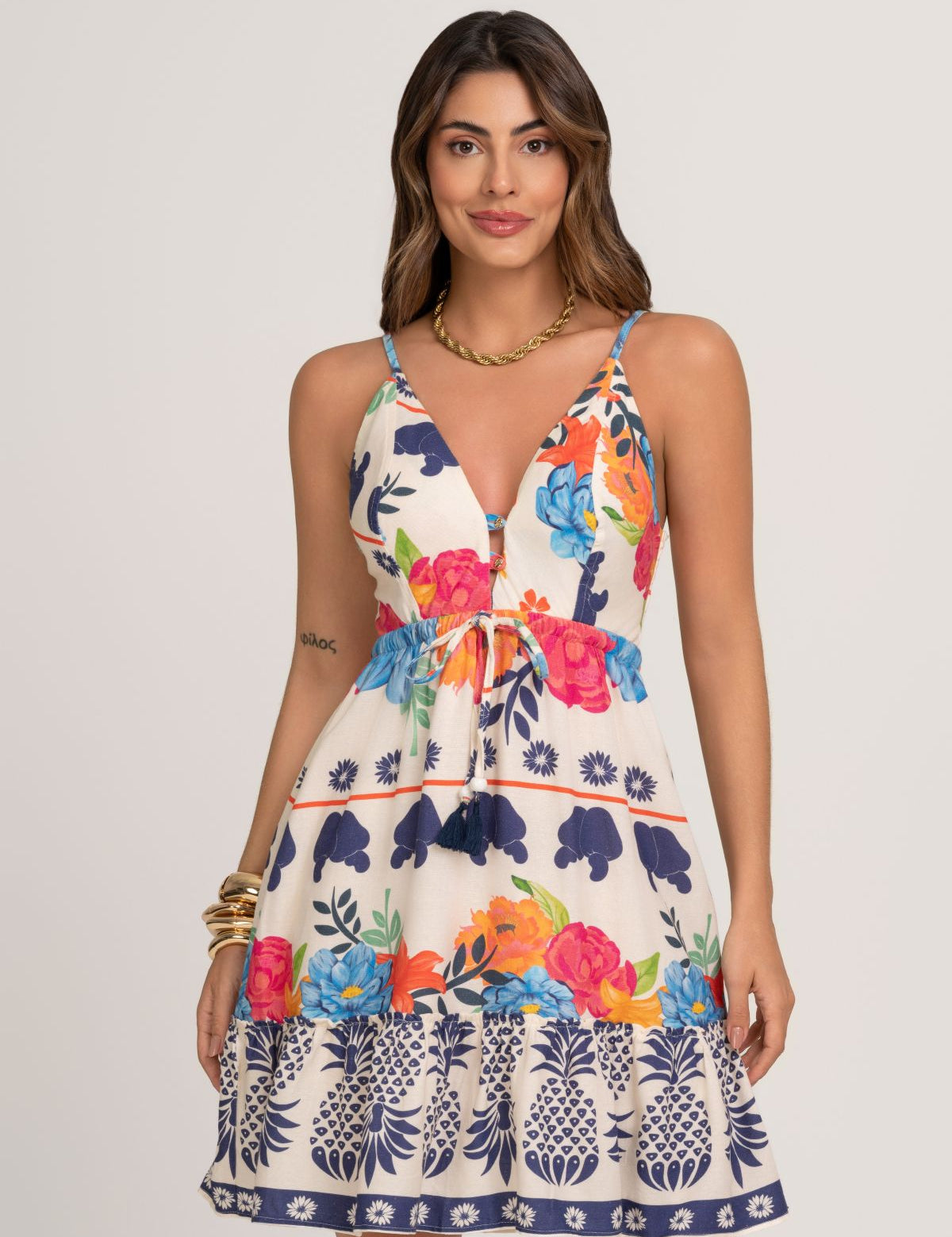 Vestido Curto Estampa Cores Do Verão Frysaide