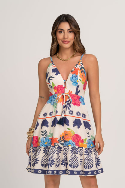 Vestido Curto Estampa Cores Do Verão Frysaide