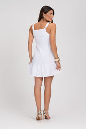 Vestido Curto Trapézio Branco Com Botões Frysaide