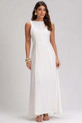 Vestido Frysaide Off White Linho Costas Amarração