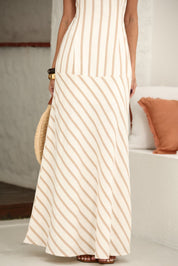 Vestido Frysaide Off White Listrado Fio Metalizado