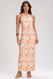 Vestido Frysaide Off White Longo Canelado Fenda
