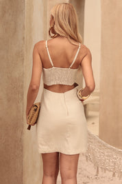 Vestido Frysaide Off White Renda Guipir Alças Finas