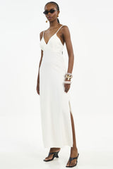 Vestido Longo Colcci Off White Fenda Lateral