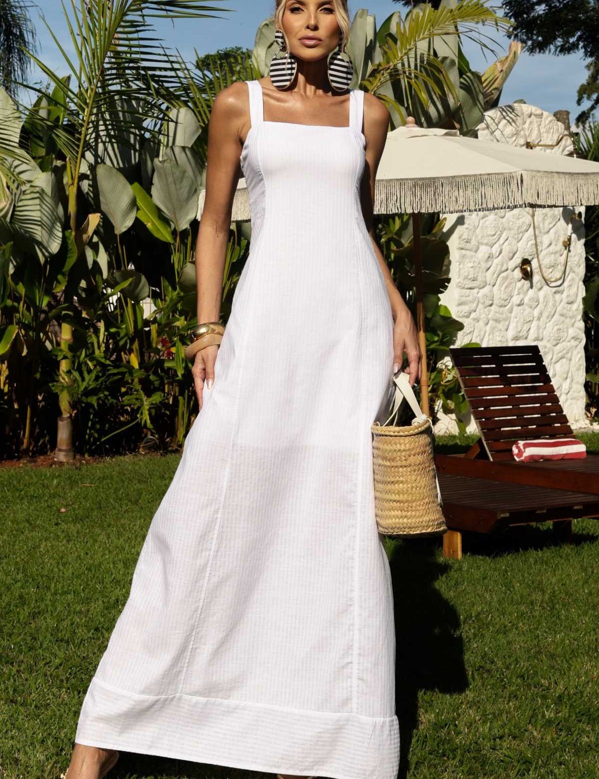 Vestido Longo Frysaide Branco Alças Largas
