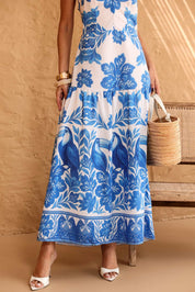 Vestido Longo Frysaide Branco Estampado Frente Única