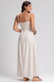 Vestido Longo Frysaide Linho Alças Reguláveis
