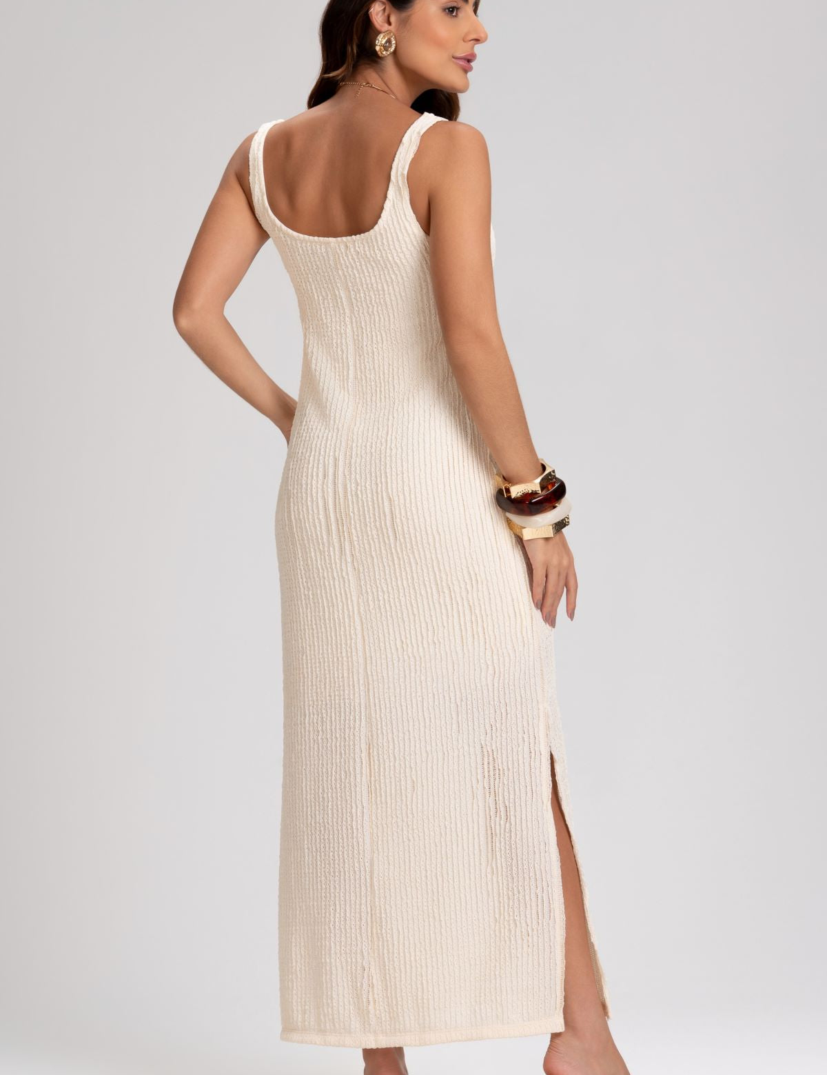 Vestido Longo Frysaide Off White Decote U