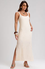 Vestido Longo Frysaide Amarelo Manteiga Decote U