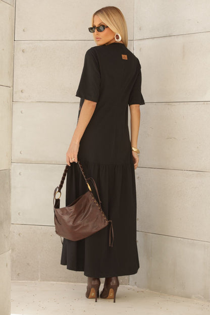 Vestido Longo Frysaide Preto Estampa Essence