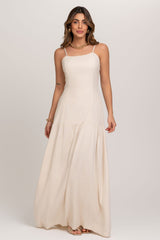 Vestido Longo Pietra De Linho Off White Frysaide
