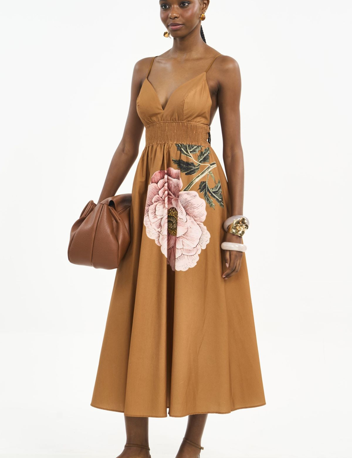 Vestido Midi Colcci Caramelo Estampa Floral