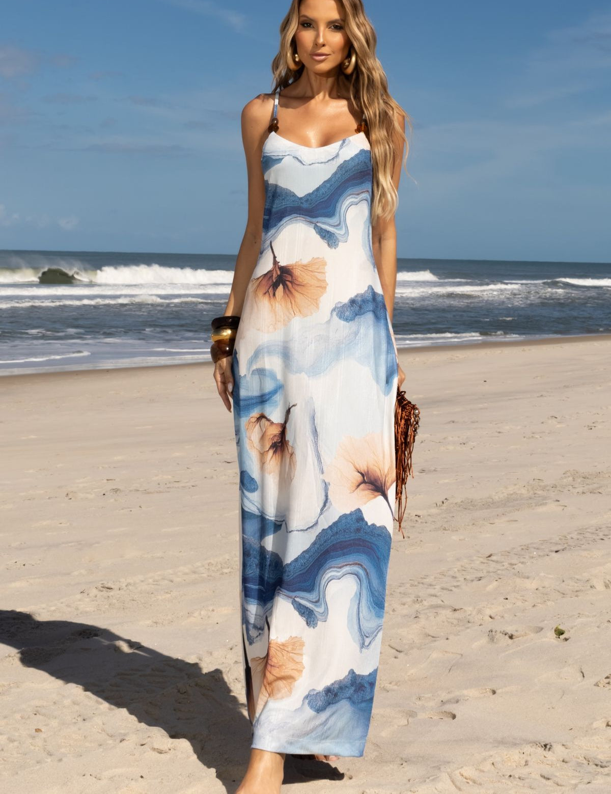 Vestido Midi Estampa Canto Do Oceano Frysaide