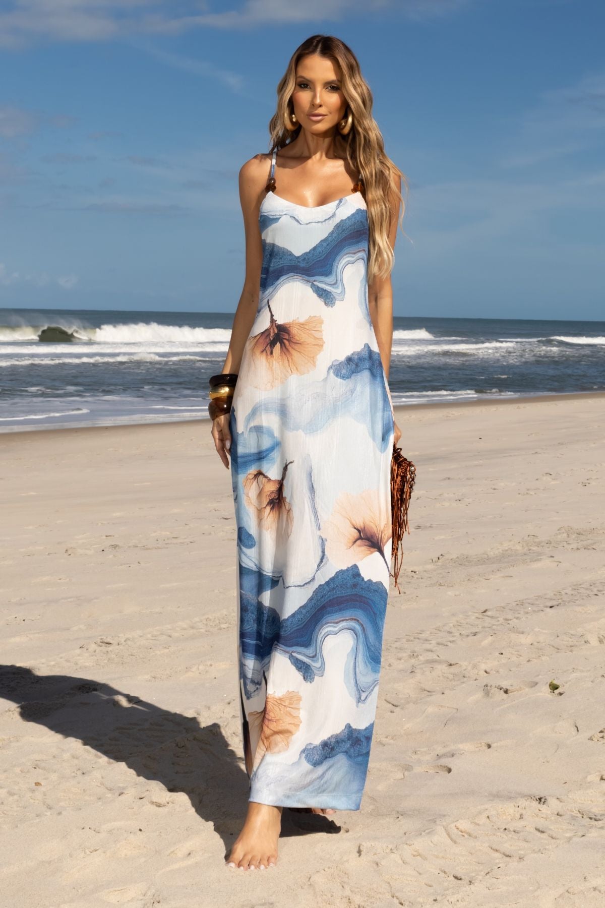 Vestido Midi Estampa Canto Do Oceano Frysaide