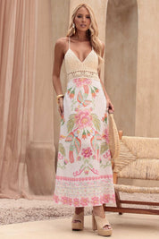 Vestido Midi Frysaide Off White Busto Crochê