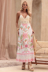 Vestido Midi Frysaide Off White Busto Crochê