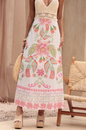 Vestido Midi Frysaide Off White Busto Crochê