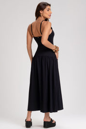 Vestido Midi Frysaide Preto Decote Halter