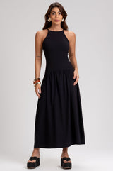 Vestido Midi Frysaide Preto Decote Halter