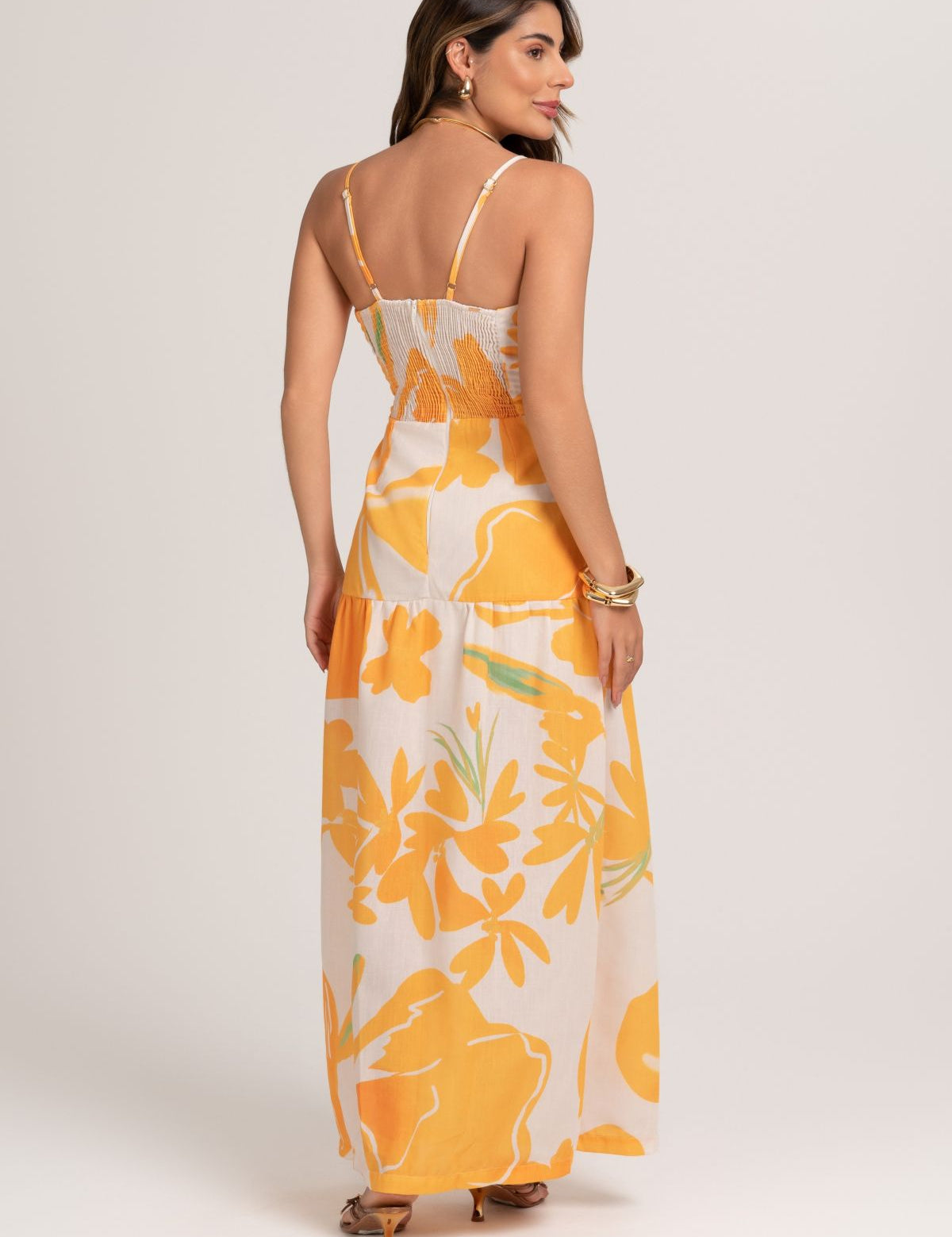 Vestido Midi Linho Estampa Sol Nascente Frysaide