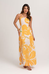 Vestido Midi Linho Estampa Sol Nascente Frysaide