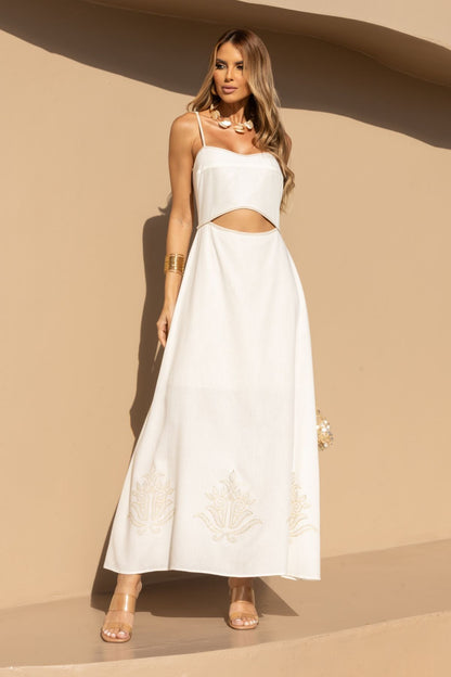 Vestido Super Midi Off White Rechilieu Frysaide