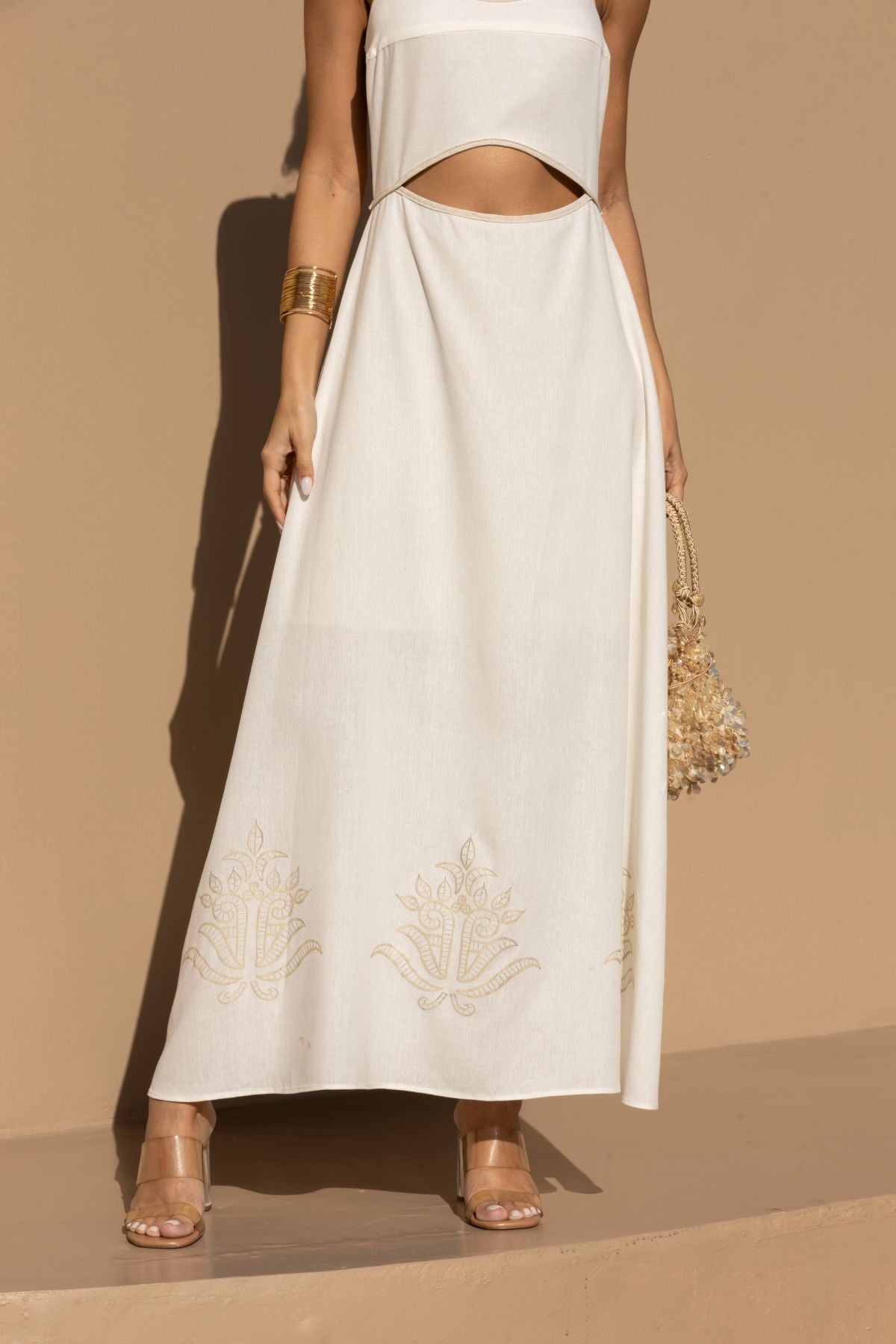 Vestido Super Midi Off White Rechilieu Frysaide