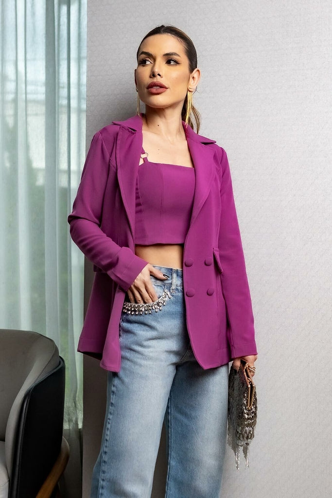 Blazer Magenta Alfaiataria Ombreiras Frysaide